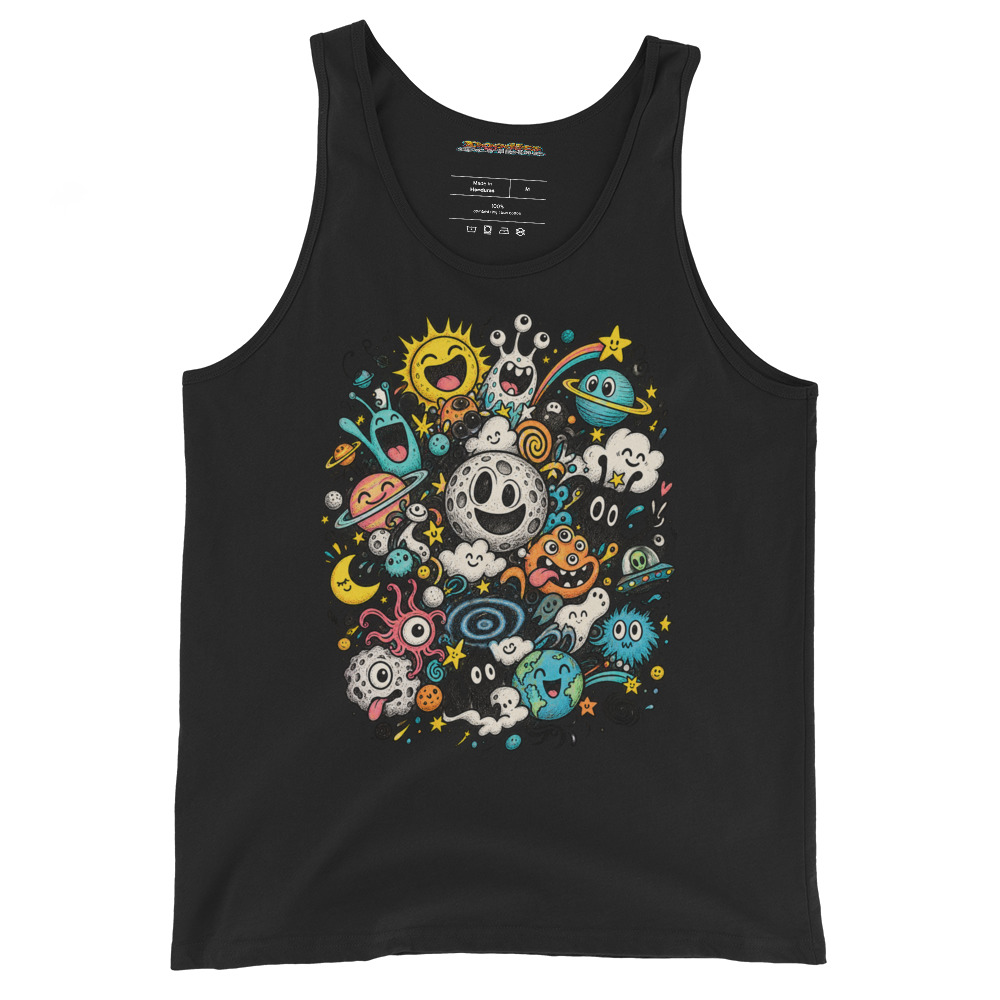 Doodle Galaxy with a Kaleidoscope of Emotions Unisex tank top alternate view