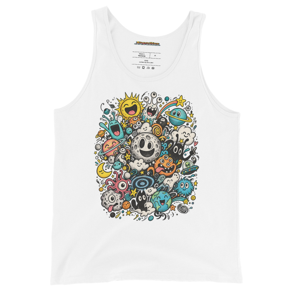 Doodle Galaxy with a Kaleidoscope of Emotions Unisex tank top
