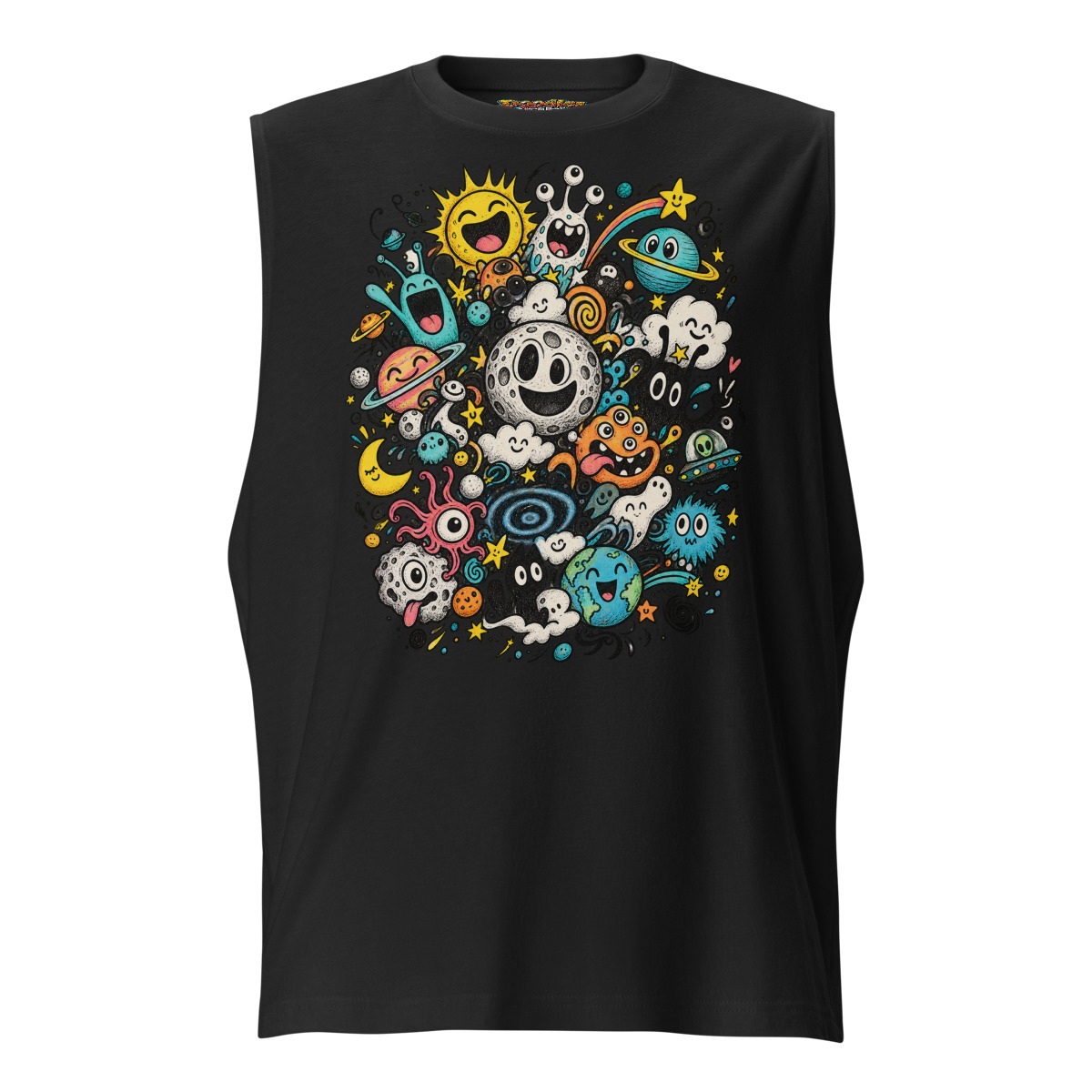 Doodle Galaxy with a Kaleidoscope of Emotions Unisex muscle shirt alternate view