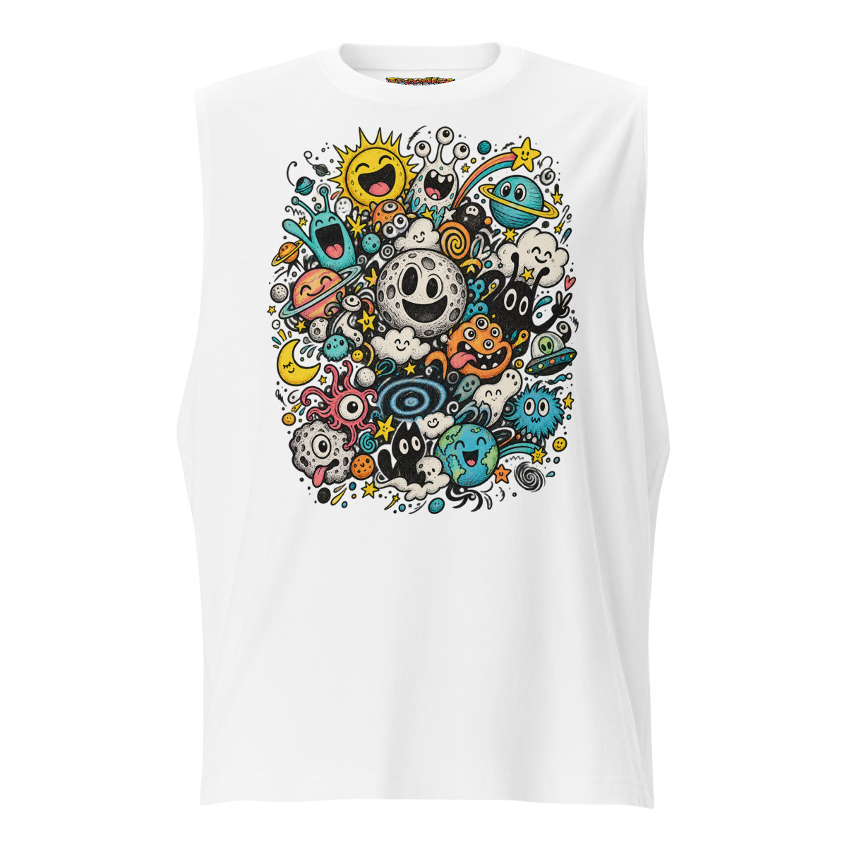Doodle Galaxy with a Kaleidoscope of Emotions Unisex muscle shirt