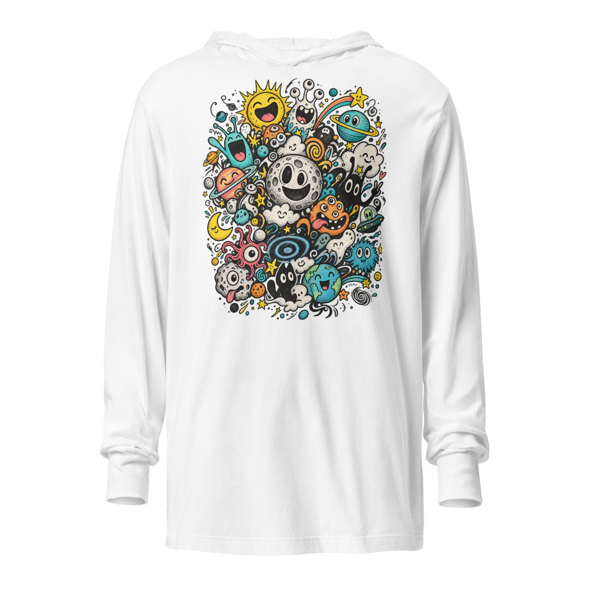 Doodle Galaxy with a Kaleidoscope of Emotions Unisex hooded long sleeve T shirt