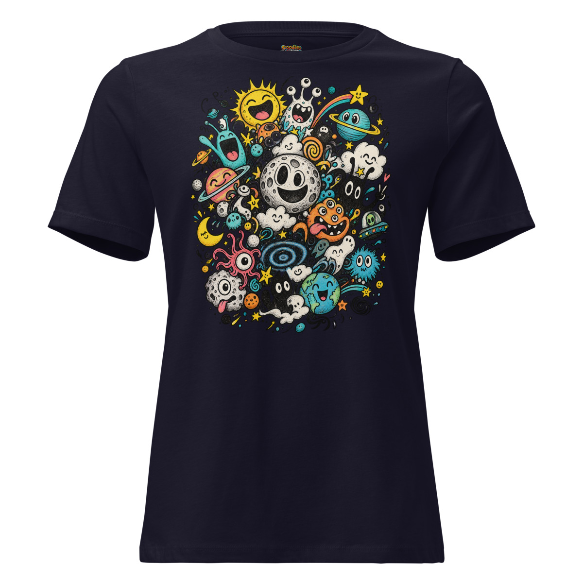 Doodle Galaxy with a Kaleidoscope of Emotions Women’s relaxed T shirt alternate view