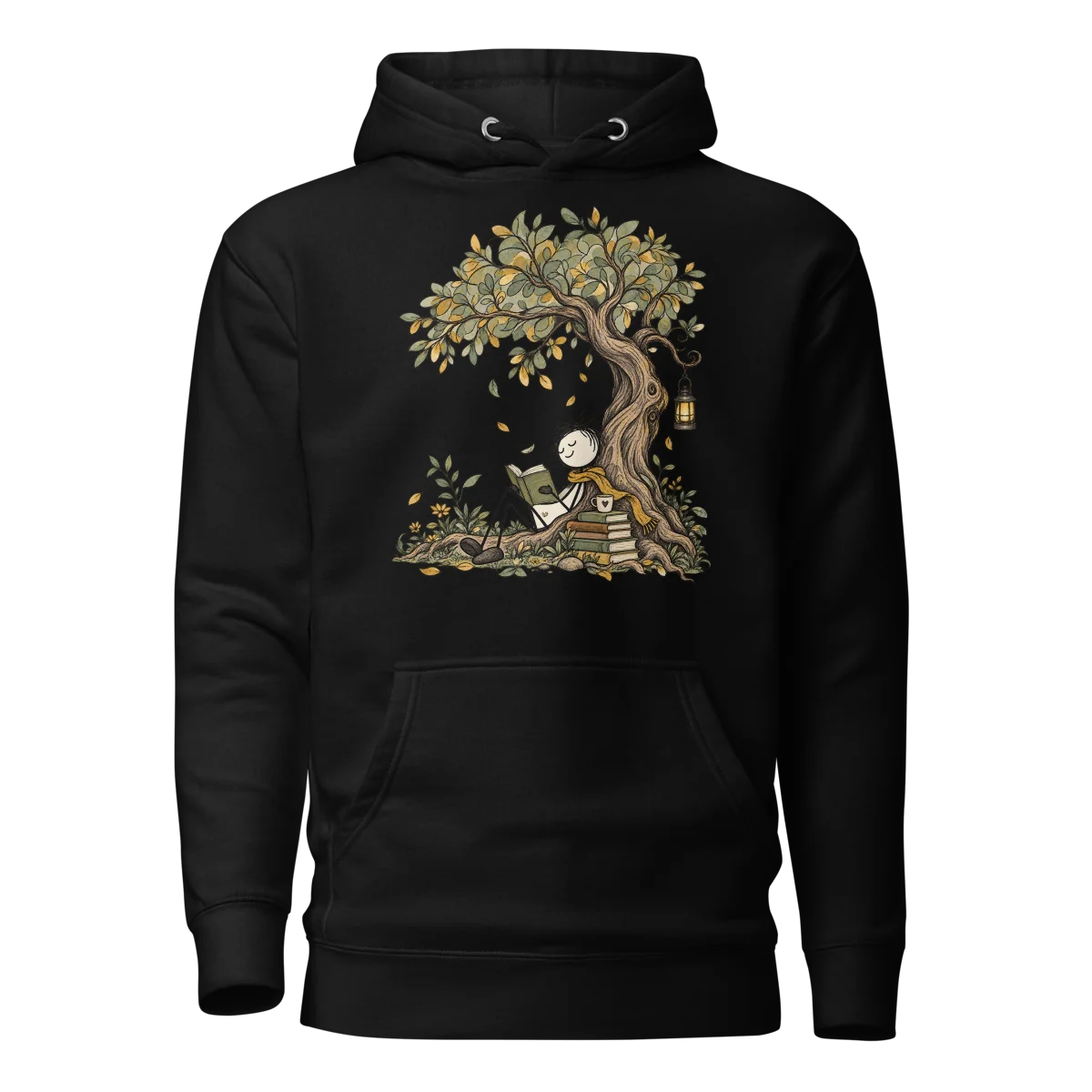 Reading Nook - Serene Stick Figure Retreat Graphic Pullover Hoodie alternate view