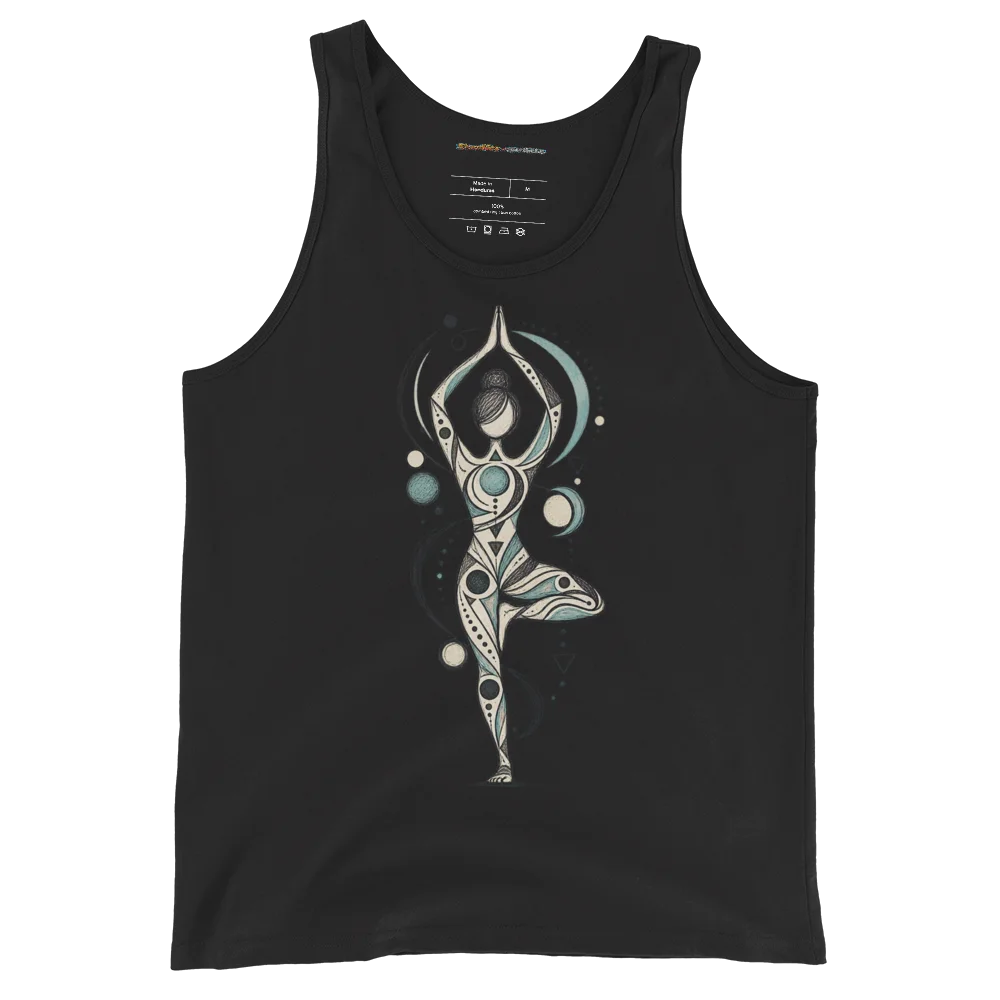 Yoga Balance with Abstract Geometric Doodle Illustrated Tank Top alternate view