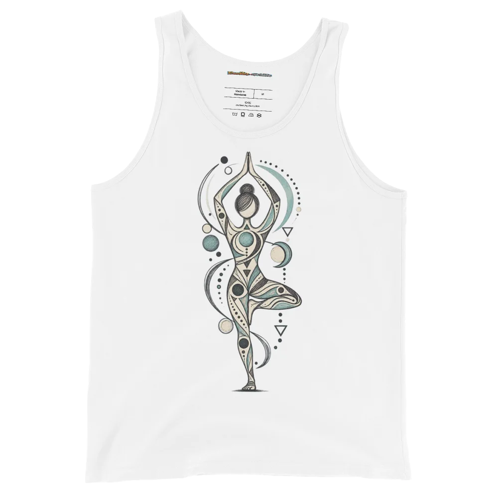 Yoga Balance with Abstract Geometric Doodle Illustrated Tank Top