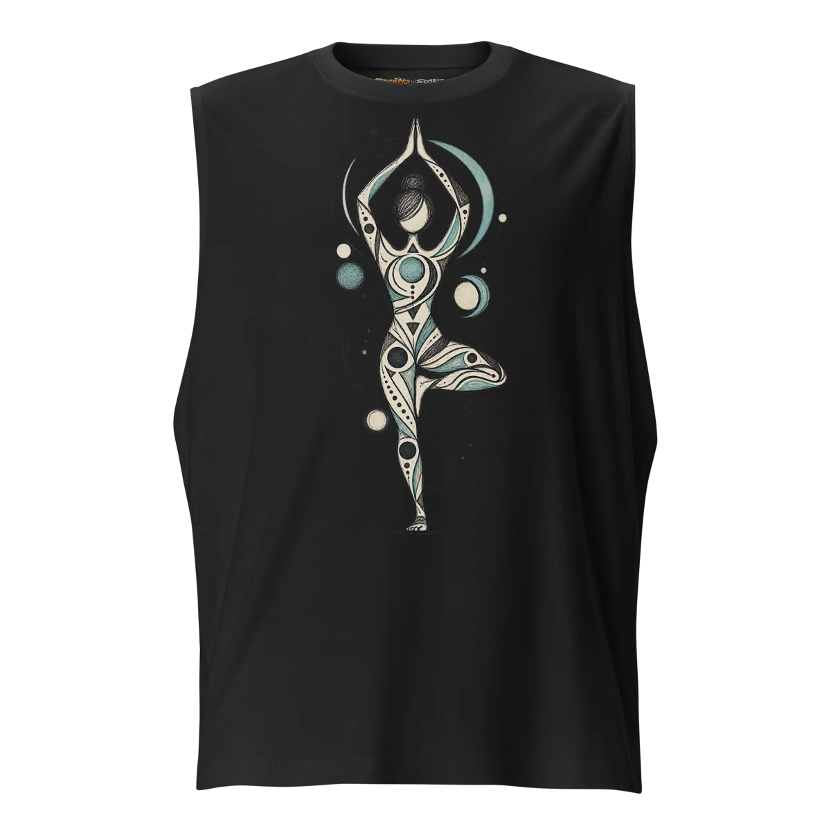 Yoga Balance with Abstract Geometric Doodle Sleeveless Graphic Shirt alternate view