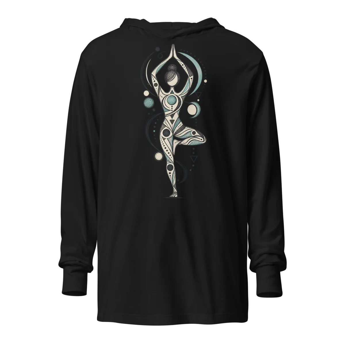 Hooded Yoga Balance with Abstract Geometric Doodle Long-Sleeve Top alternate view