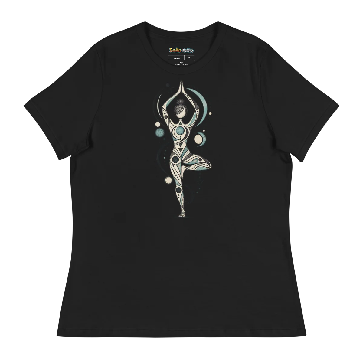 Women's Relaxed Yoga Balance with Abstract Geometric Doodle Art Tee alternate view