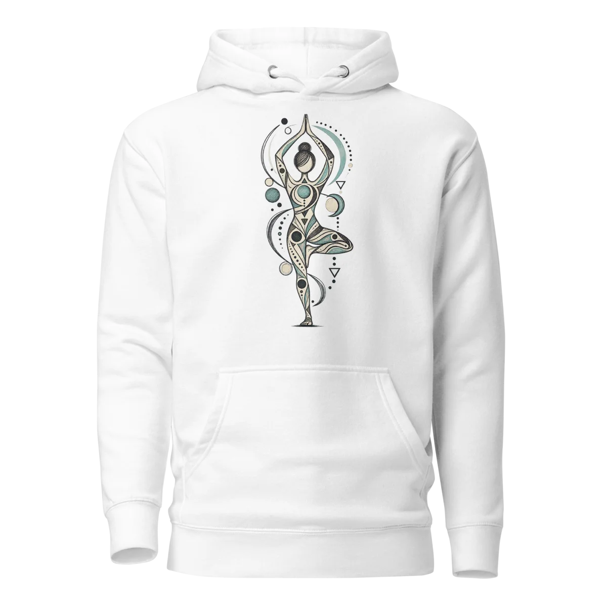 Yoga Balance with Abstract Geometric Doodle Graphic Pullover Hoodie