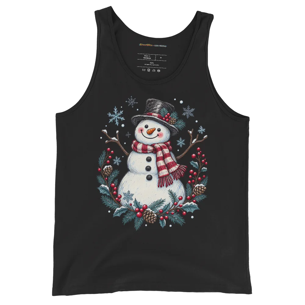 Festive Snowman with Winter Wonderland Doodle Illustrated Tank Top alternate view