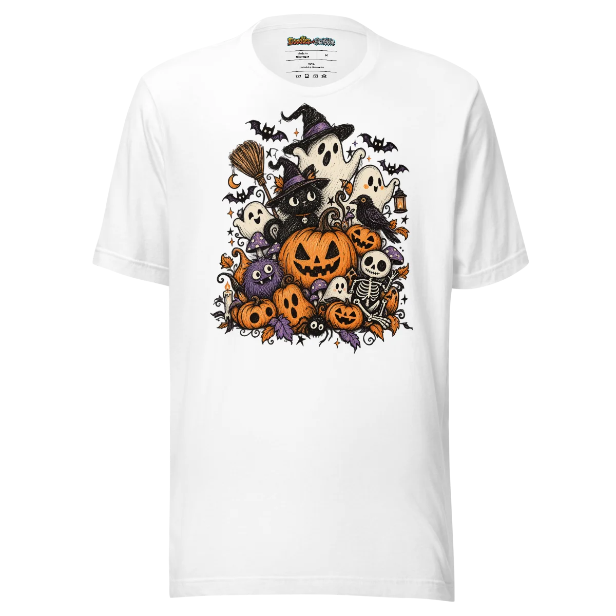 Spooky Gathering Doodle T-Shirt - Eerie Festivities