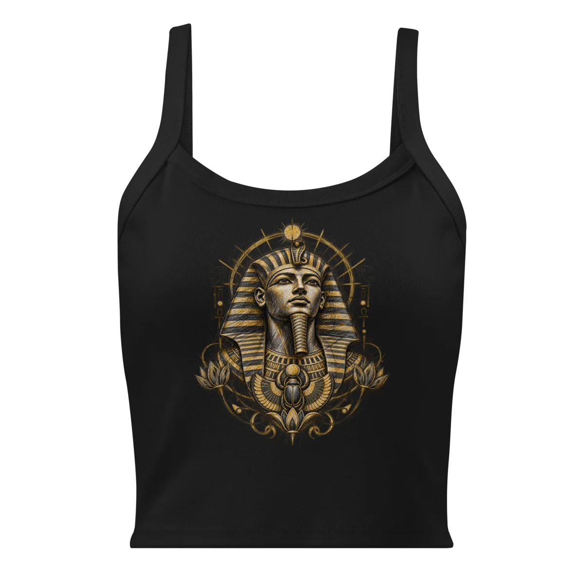 Women's Pharaoh's Glyph - Eternal Egypt Scribble Micro-Rib Tank alternate view