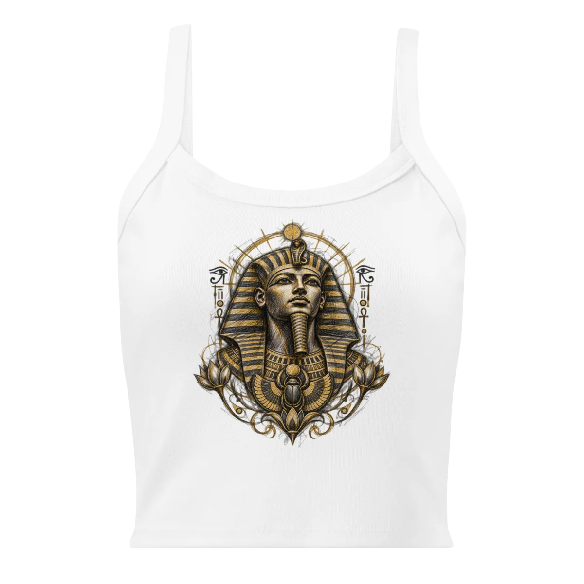 Women's Pharaoh's Glyph - Eternal Egypt Scribble Micro-Rib Tank