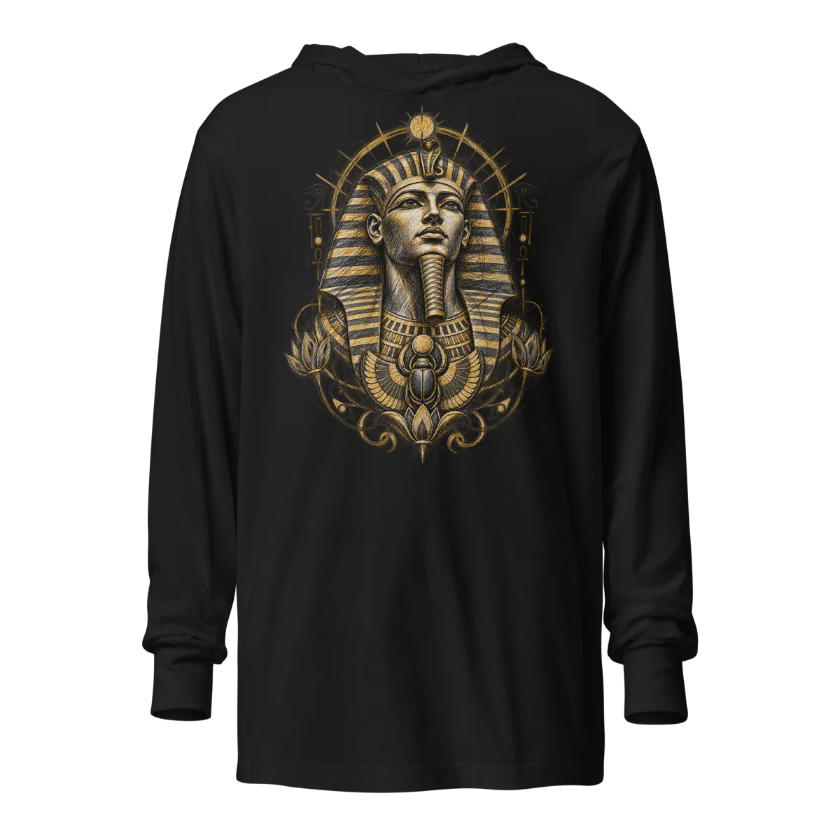 Hooded Pharaoh's Glyph - Eternal Egypt Scribble Long-Sleeve Top alternate view