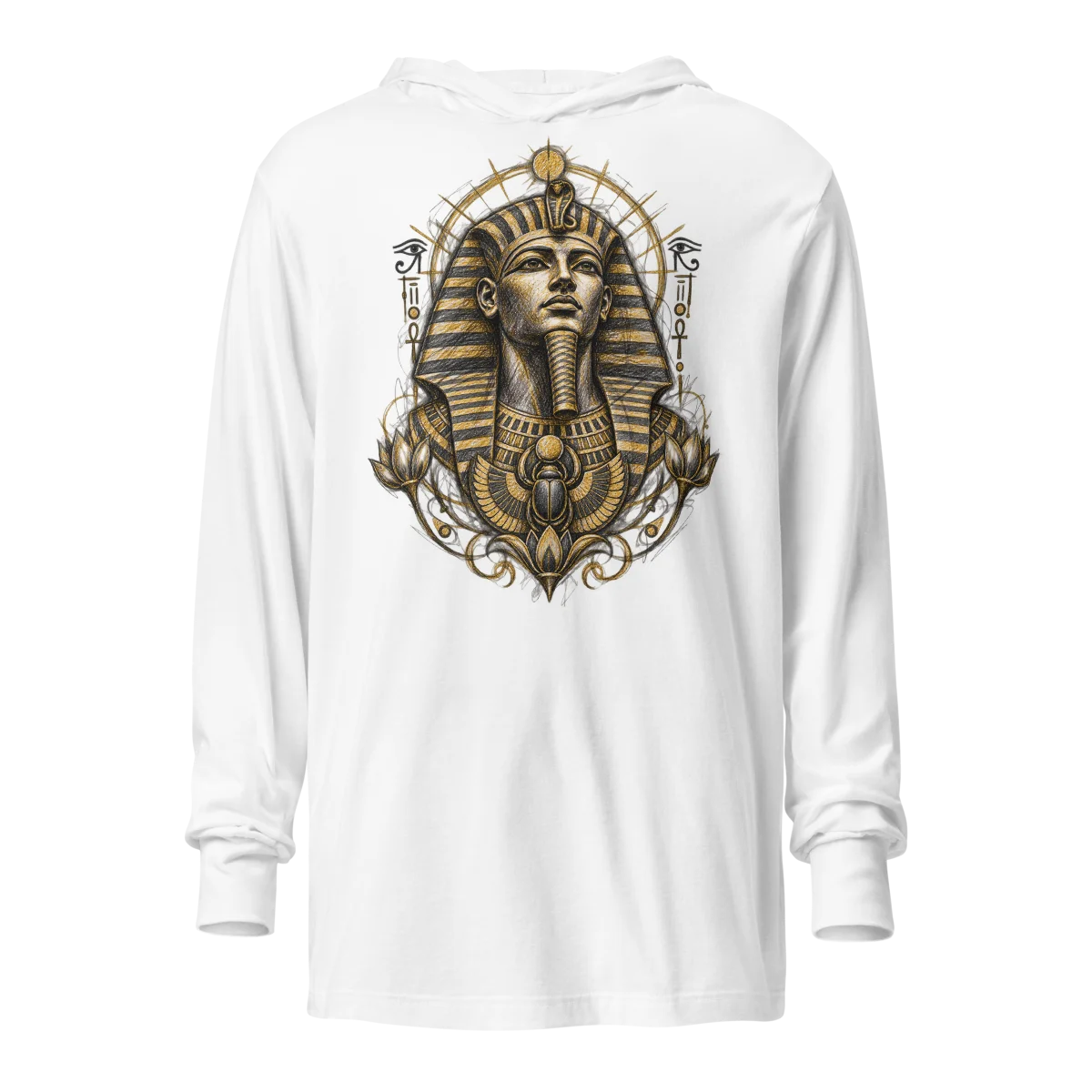 Hooded Pharaoh's Glyph - Eternal Egypt Scribble Long-Sleeve Top