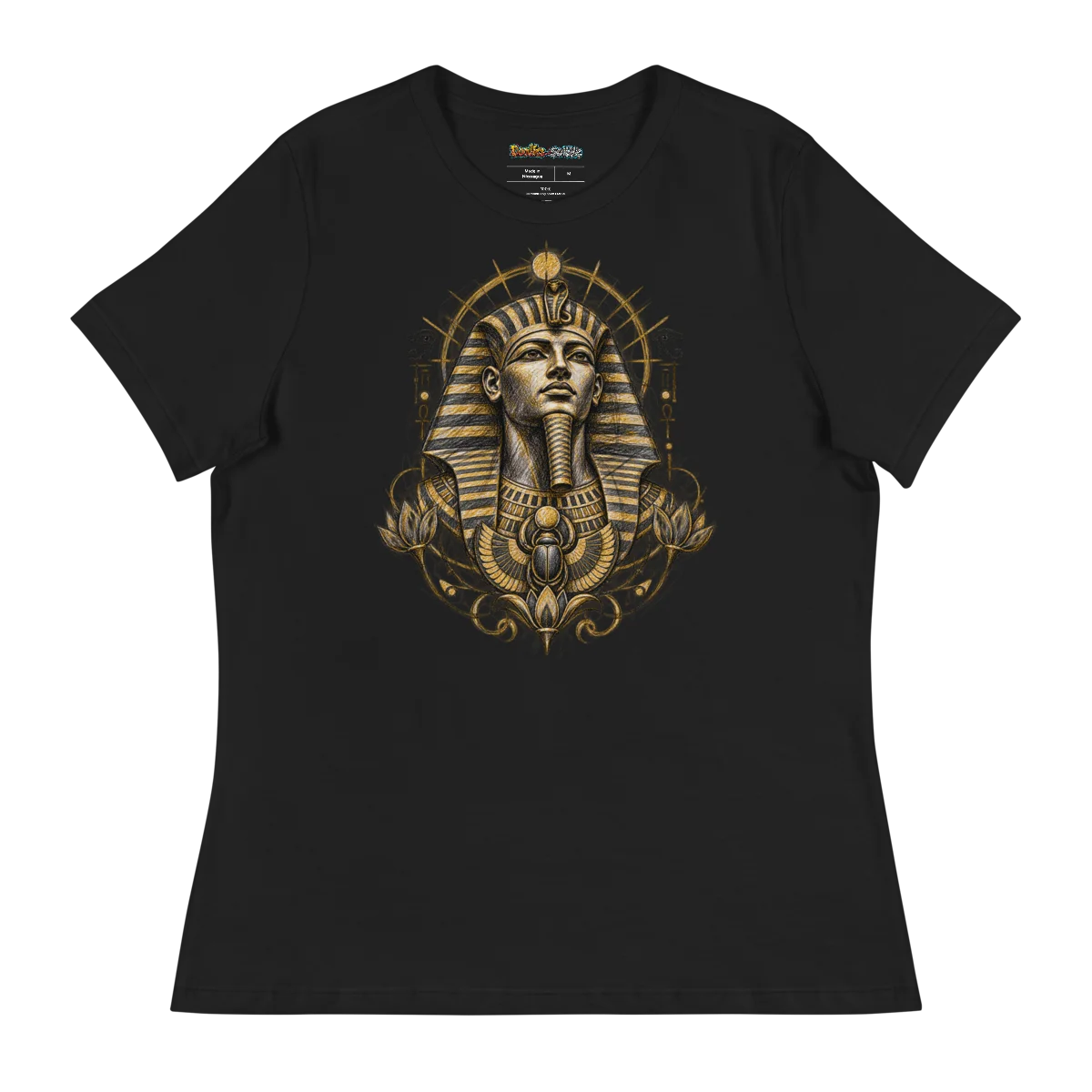 Women's Relaxed Pharaoh's Glyph - Eternal Egypt Scribble Art Tee alternate view