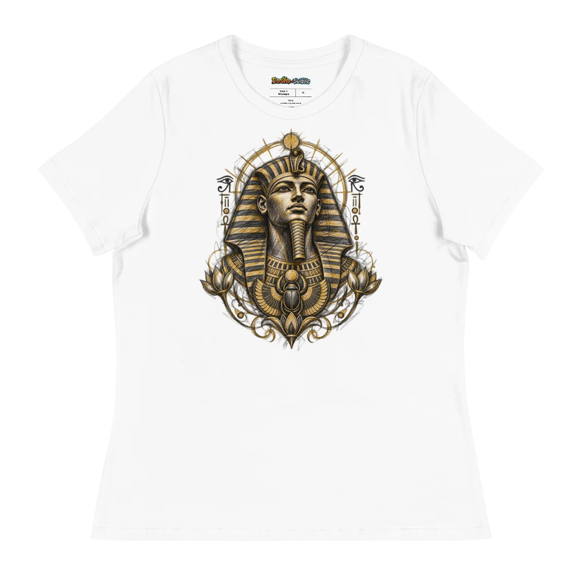 Women's Relaxed Pharaoh's Glyph - Eternal Egypt Scribble Art Tee