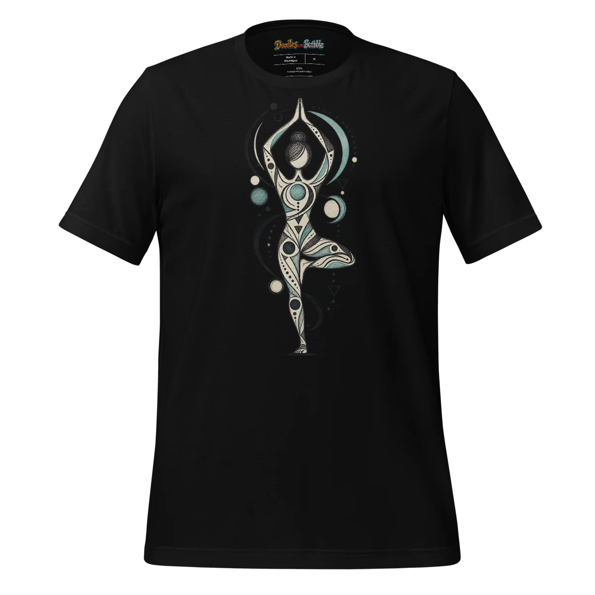 Yoga Balance T Shirt with Abstract Geometric Doodle alternate view