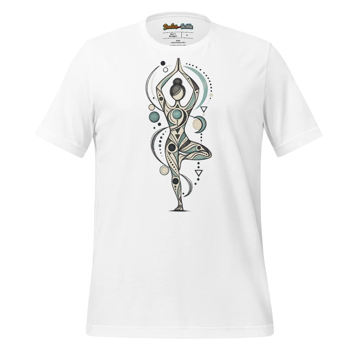Yoga Balance T Shirt with Abstract Geometric Doodle