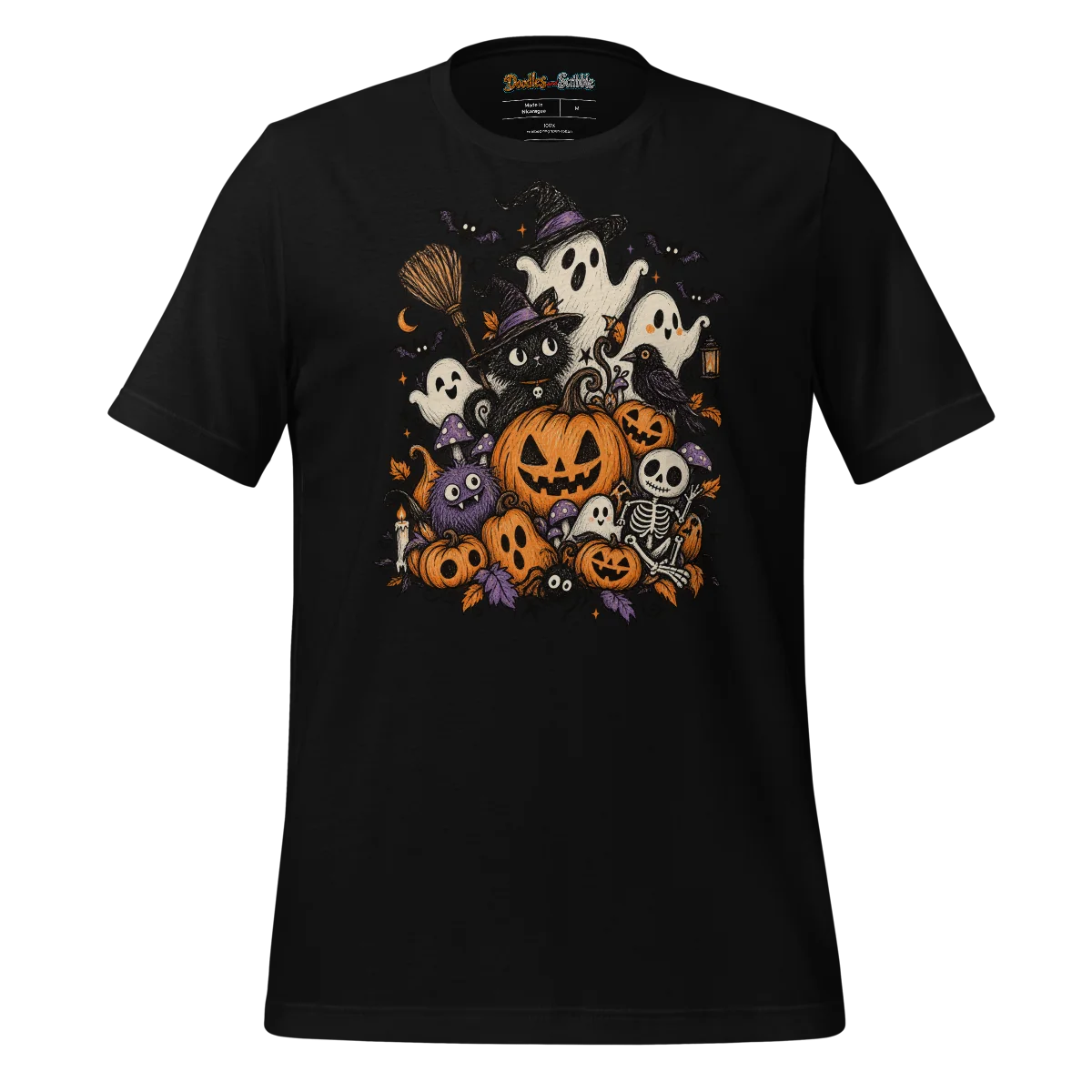 Spooky Gathering Doodle T Shirt Eerie Festivities alternate view