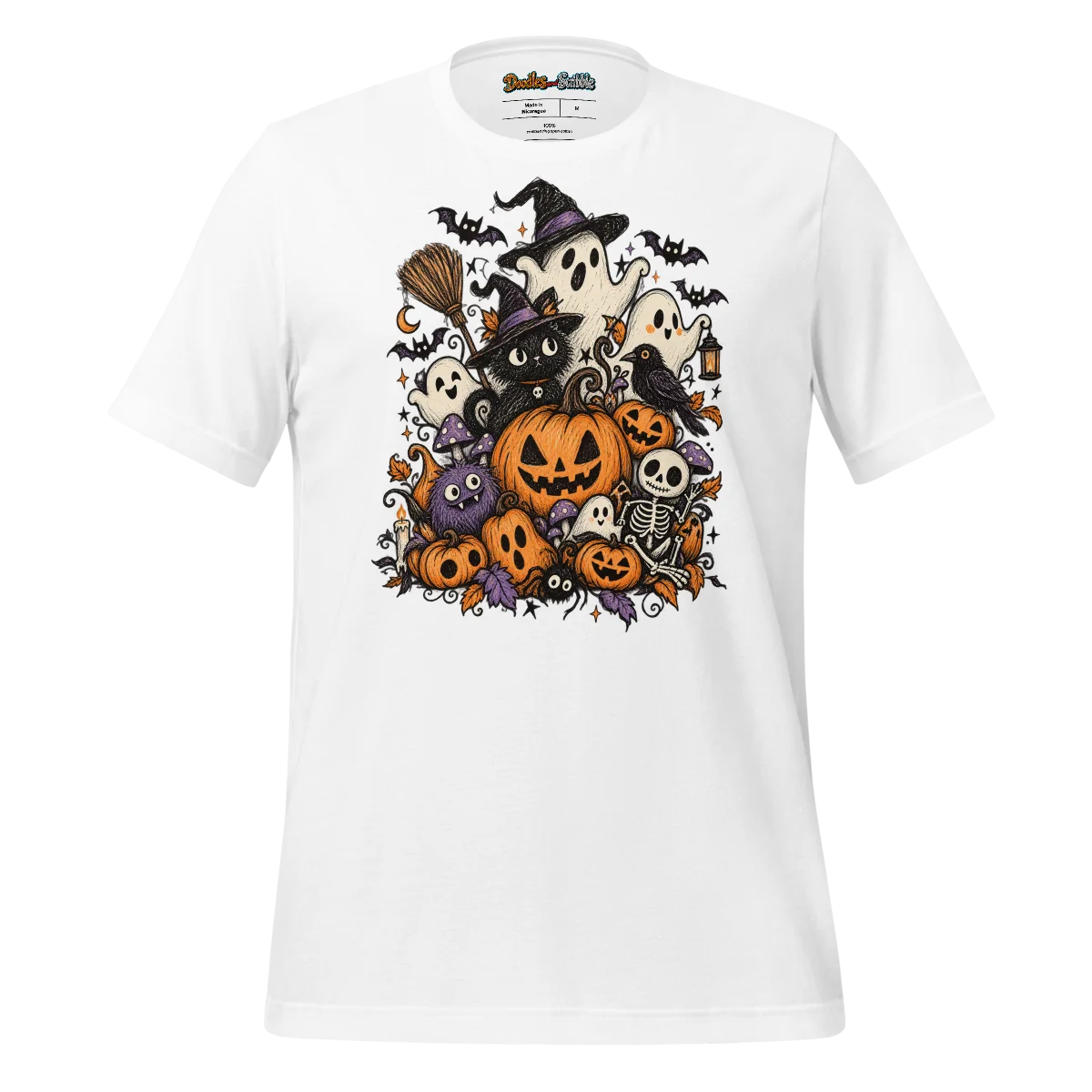 Spooky Gathering Doodle T Shirt Eerie Festivities