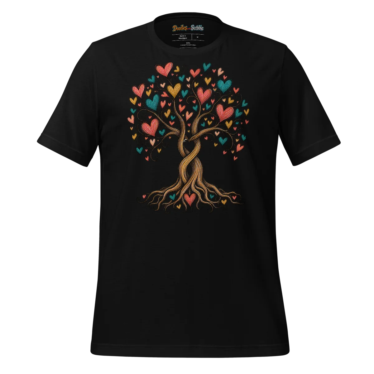 Heart Tree Doodle T Shirt Love's Blossom Design alternate view