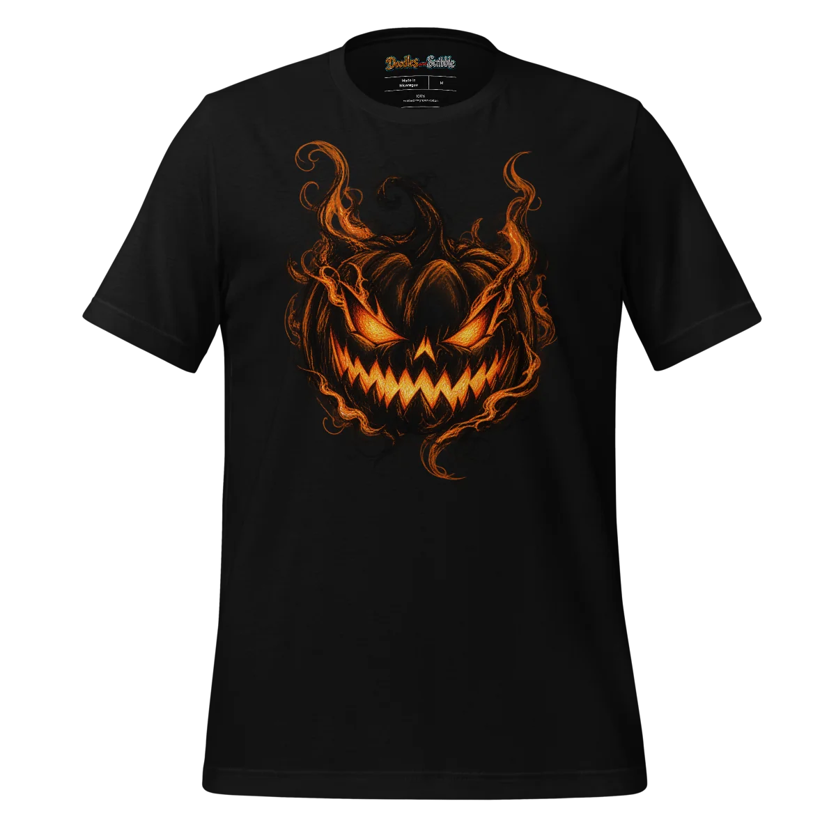 Flaming Pumpkin T Shirt Halloween Scribble Design alternate view