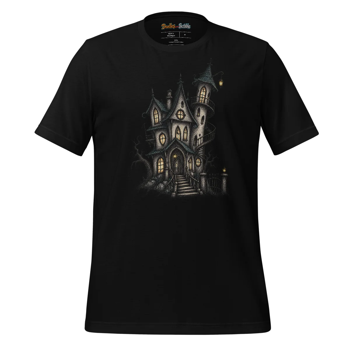 Haunted House T Shirt Twisting Stairs Scribble alternate view