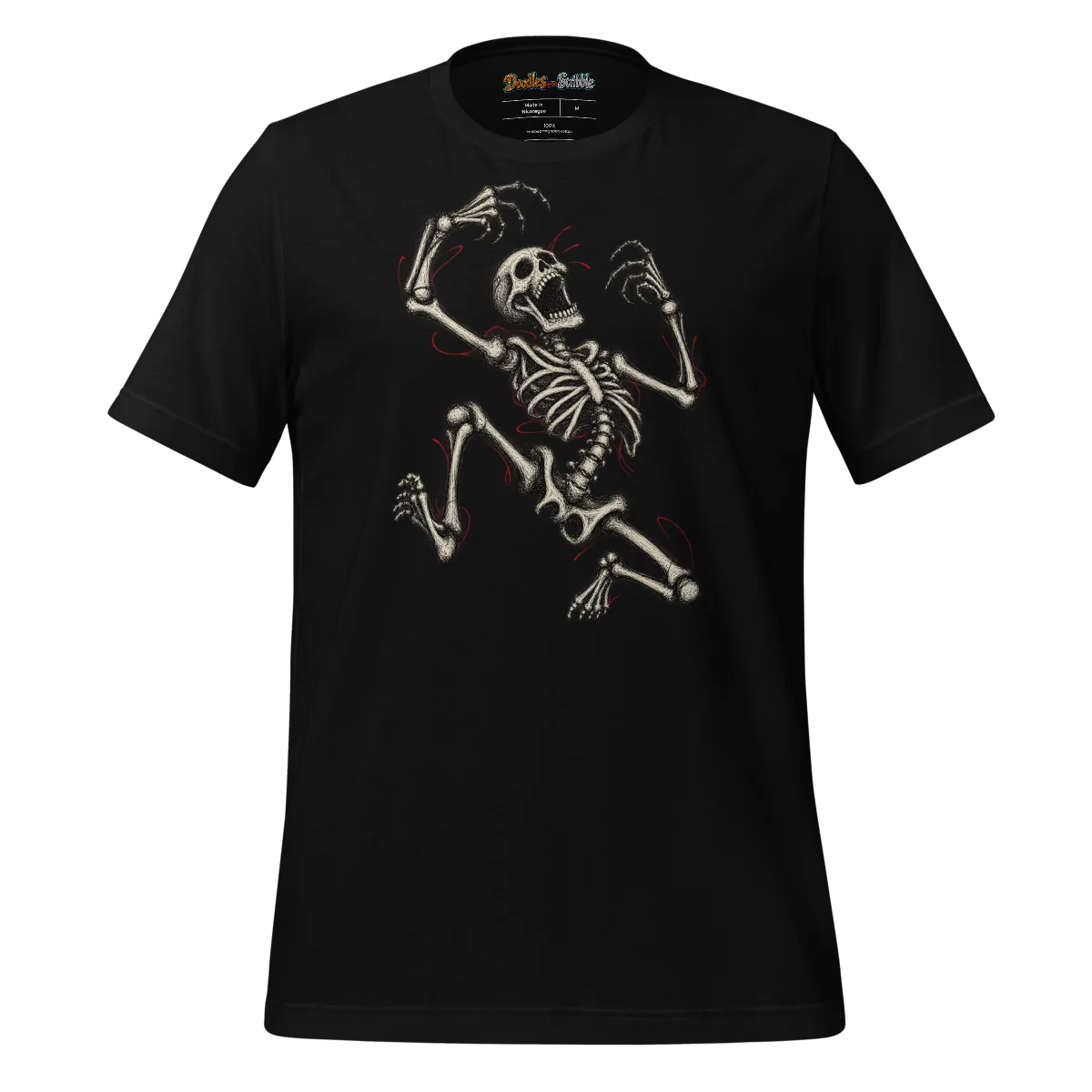 Skeleton Scribble T Shirt Frenzied Bones Design alternate view