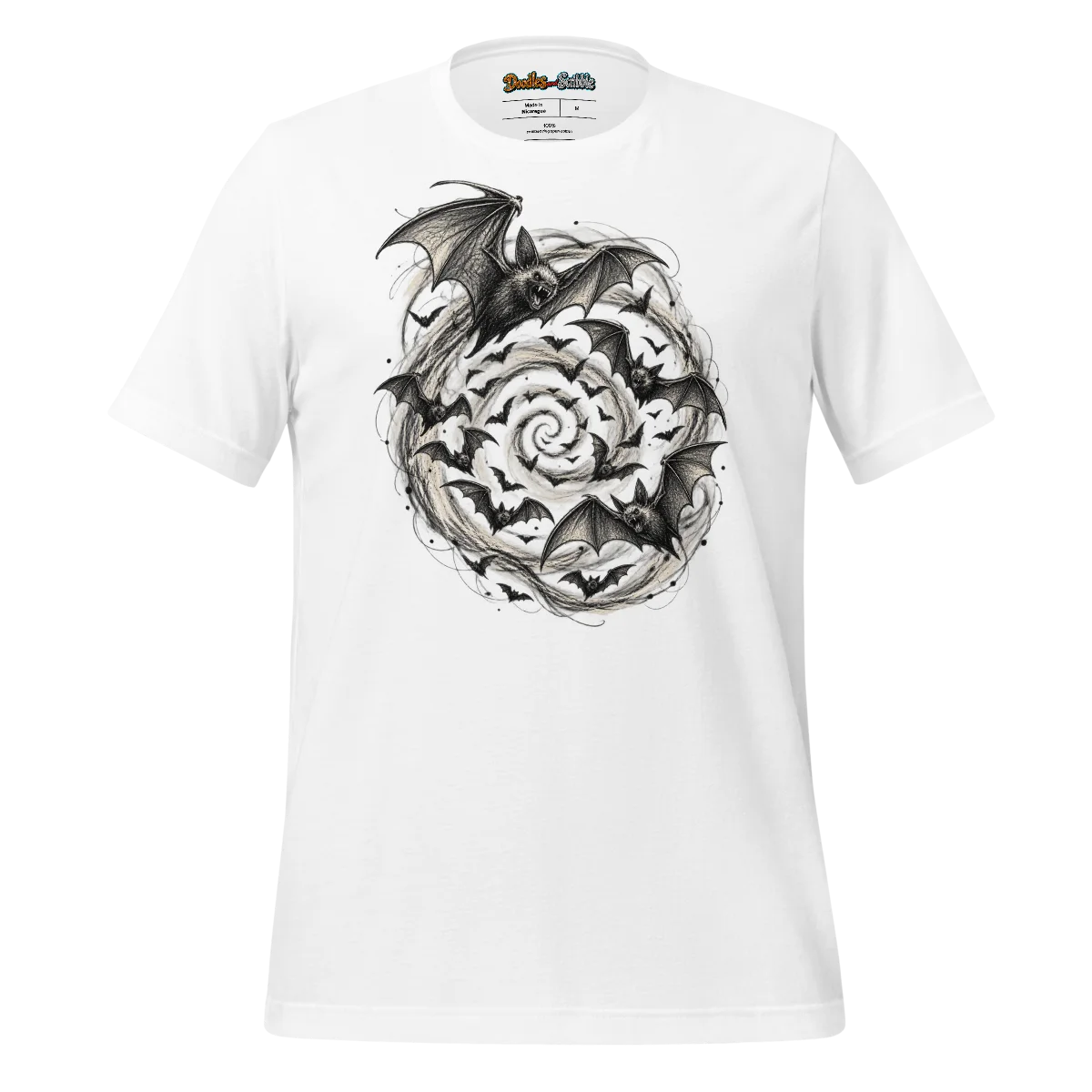 Swirling Bats T Shirt Halloween Scribble Design