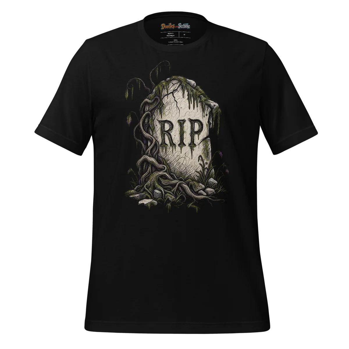 Gravestone Scribble T Shirt for Eerie Halloween Style alternate view