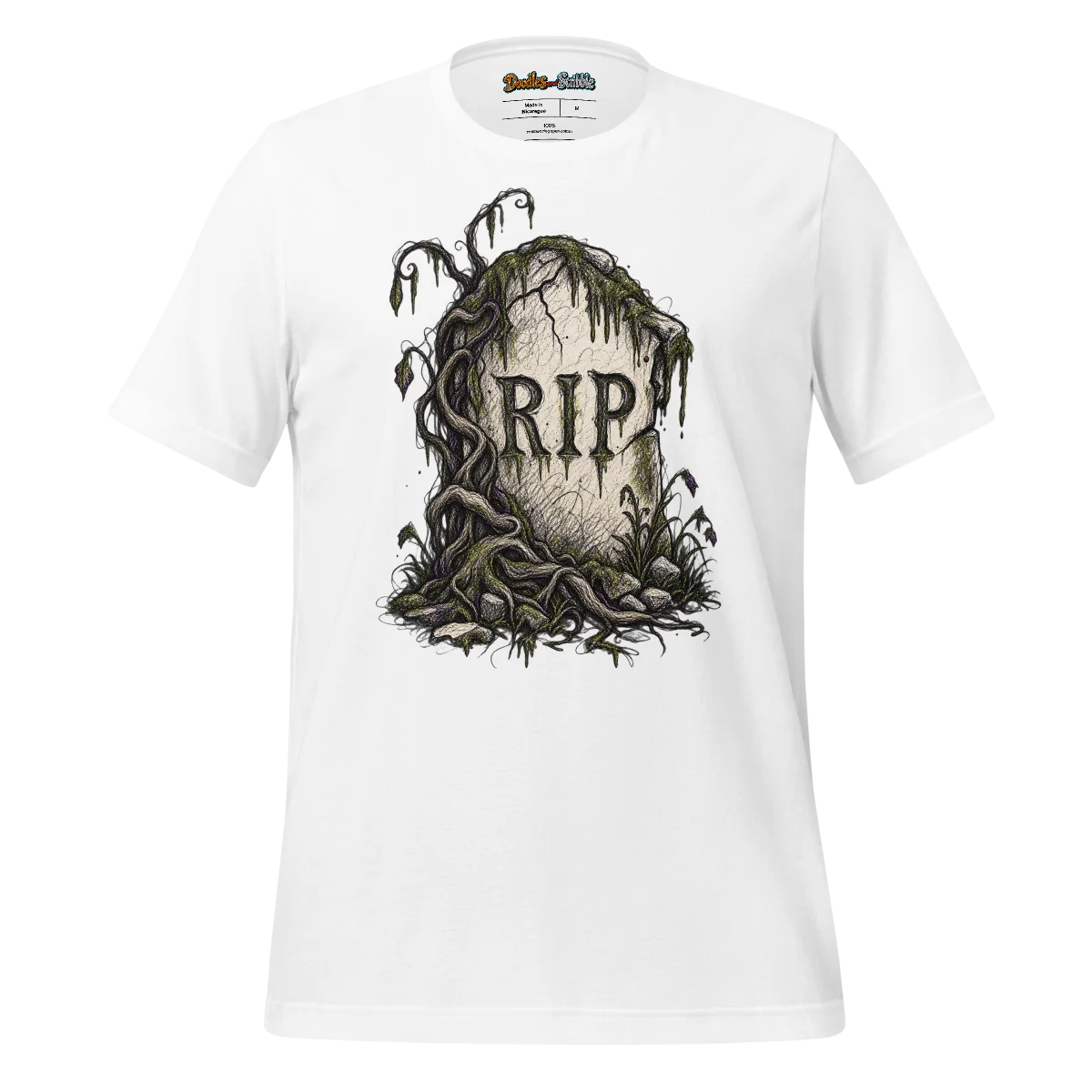 Gravestone Scribble T Shirt for Eerie Halloween Style