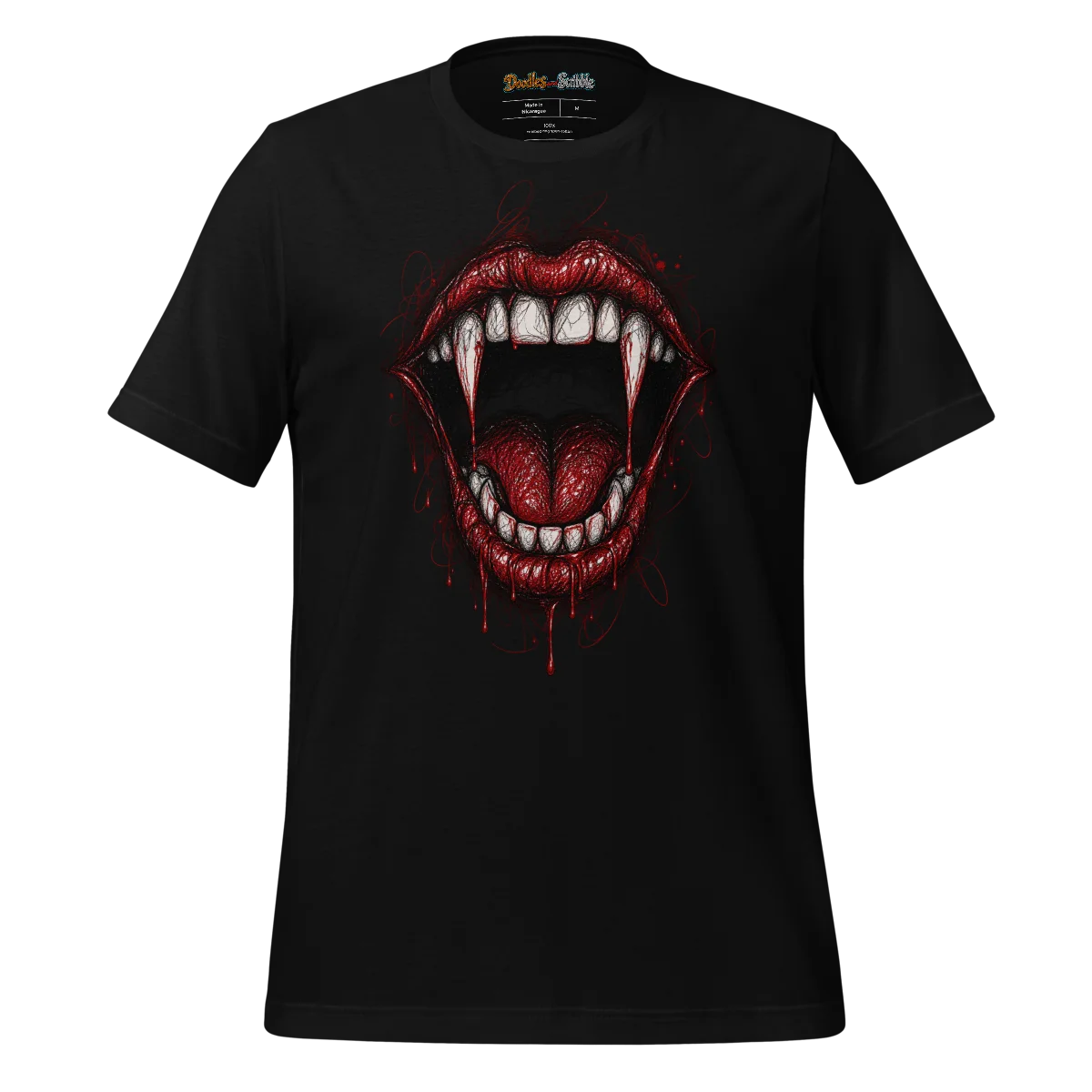 Vampire Fangs Scribble T Shirt for Halloween alternate view