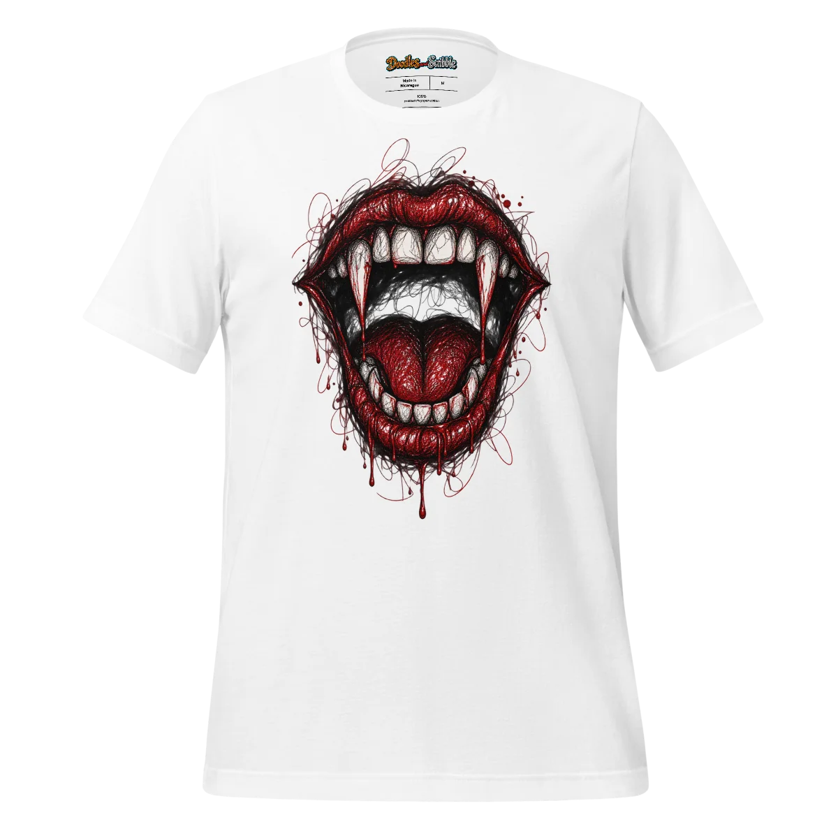 Vampire Fangs Scribble T Shirt for Halloween