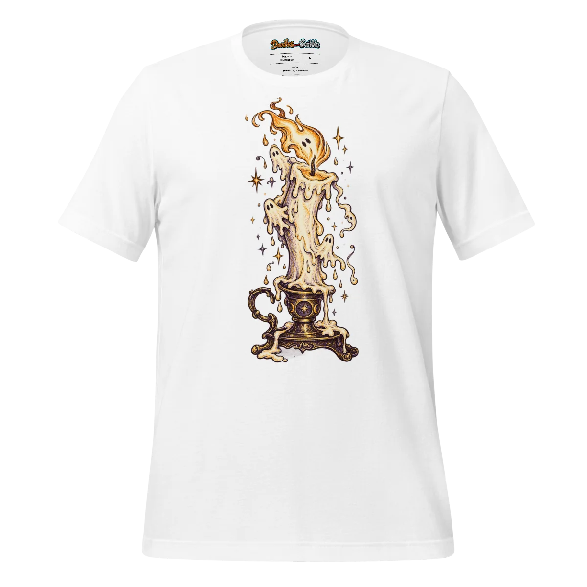 Dripping Candle T Shirt with Halloween Doodle