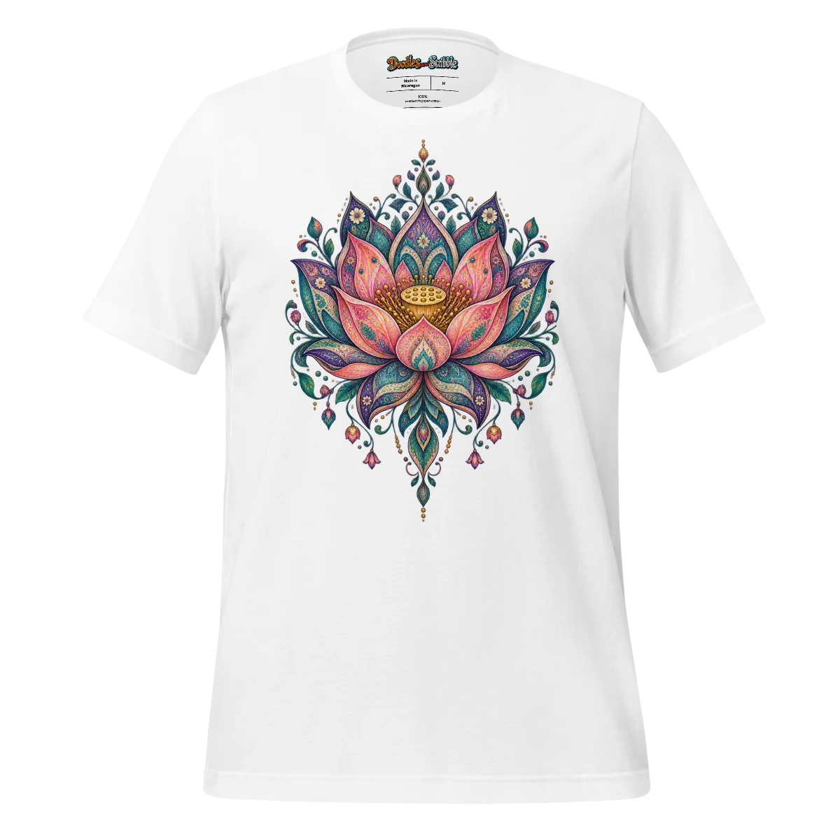 Psychedelic Lotus Mandala T Shirt with Blossoming Colours