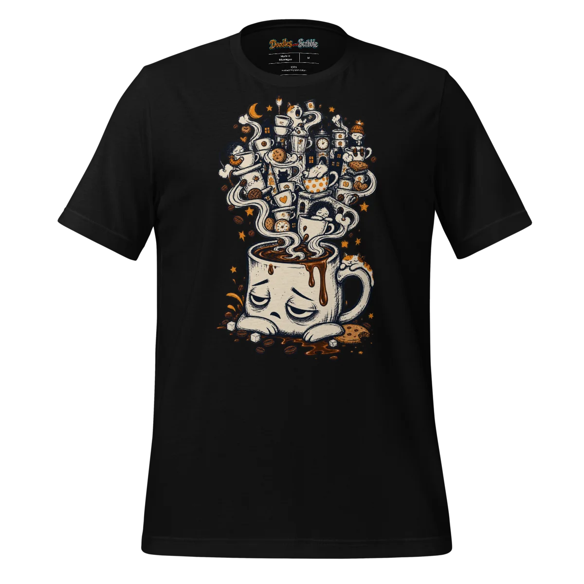 Warm Cup T Shirt with Cozy Coffee Doodle alternate view