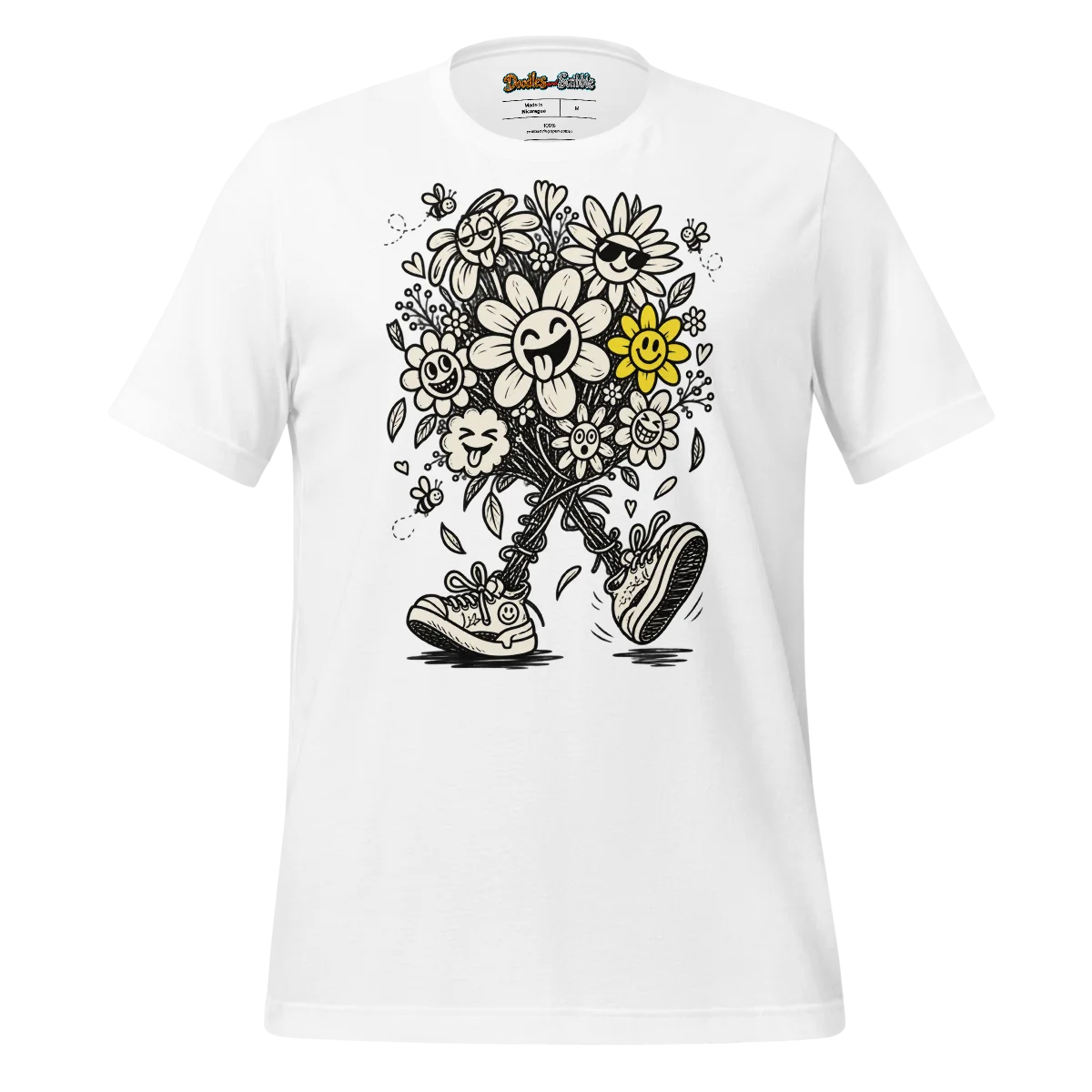 Floral Doodle T Shirt Lively Bloom Illustration
