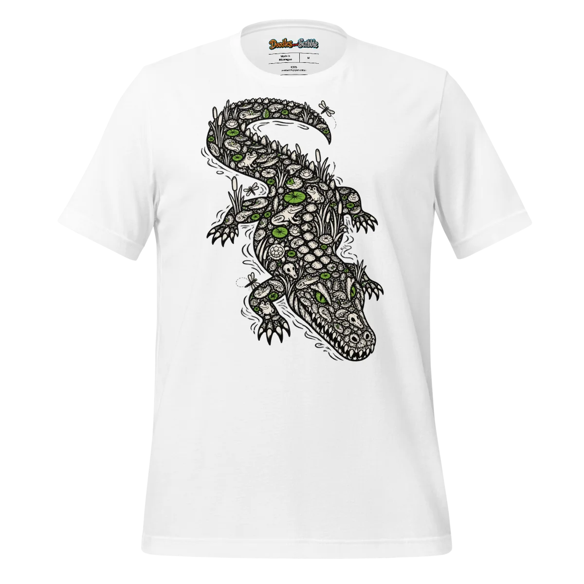 Zentangle Alligator T Shirt Swirling Scales and River Tales