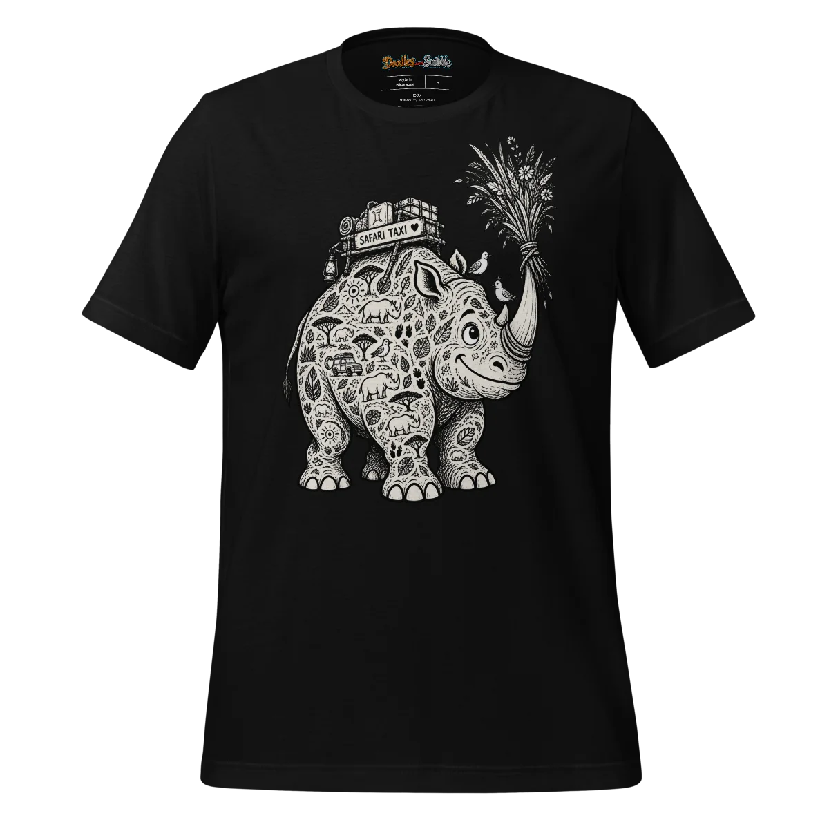 Zentangle Rhino T Shirt Safari Majesty alternate view