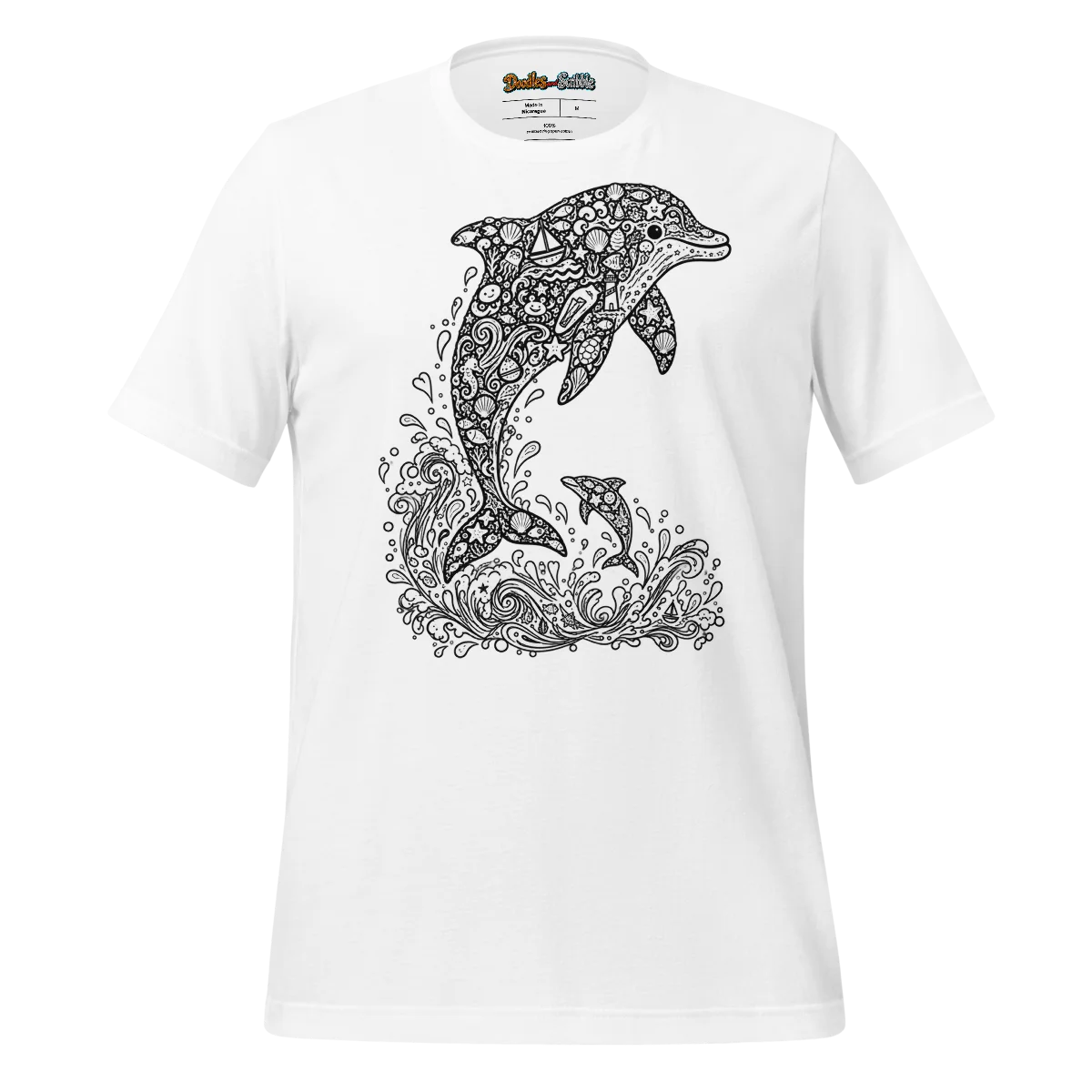 Zentangle Dolphin T Shirt Oceanic Elegance