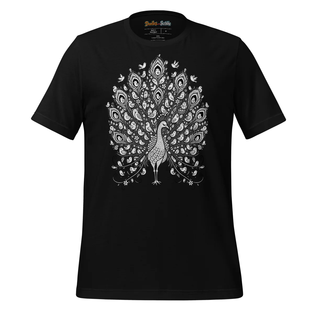 Zentangle Peacock T Shirt Majestic Plumage Design alternate view