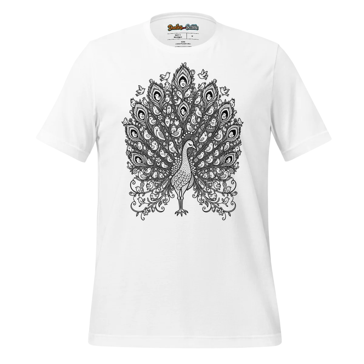 Zentangle Peacock T Shirt Majestic Plumage Design