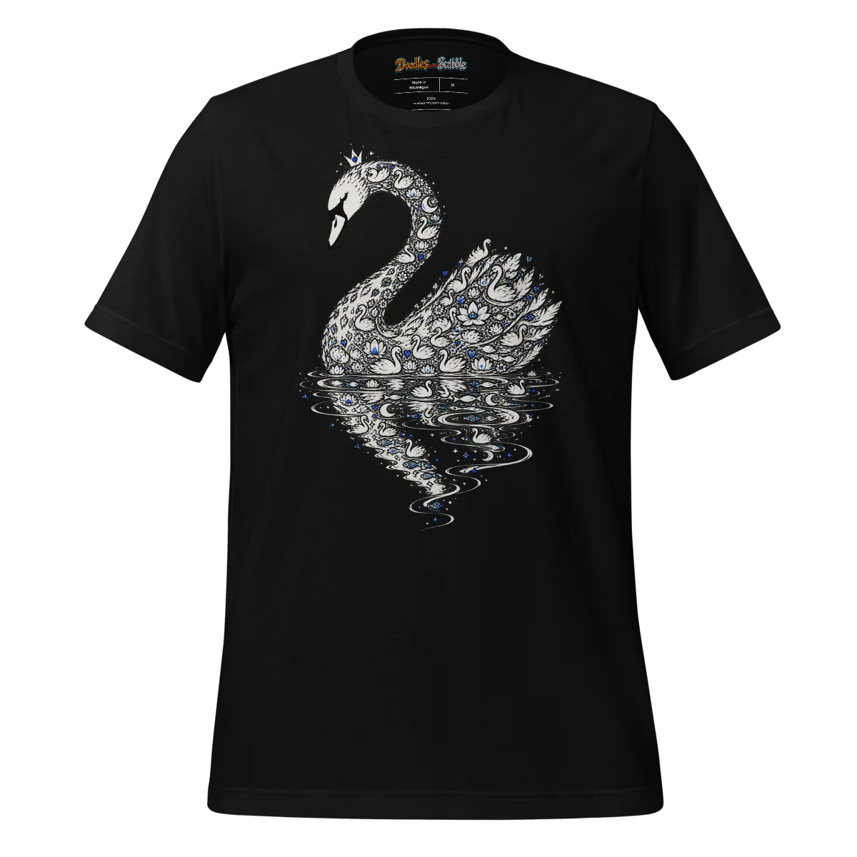 Zentangle Swan T Shirt Graceful Serene Reflection alternate view