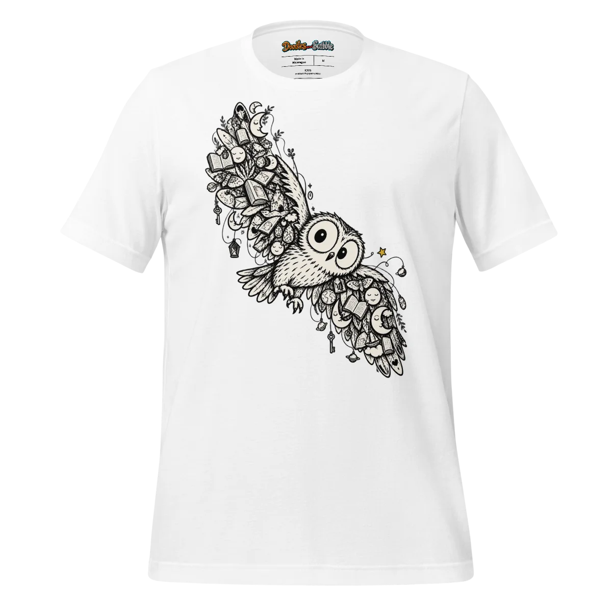 Zentangle Owl T Shirt Mystical Feathers