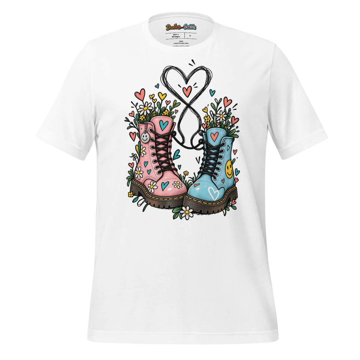 Whimsical Love T Shirt with Artistic Doodle
