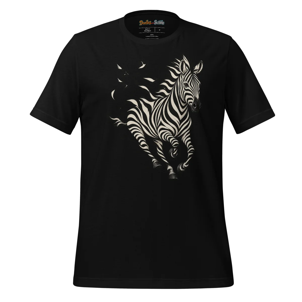 Optical Zebra Stripe T Shirt with Fantasy Art alternate view