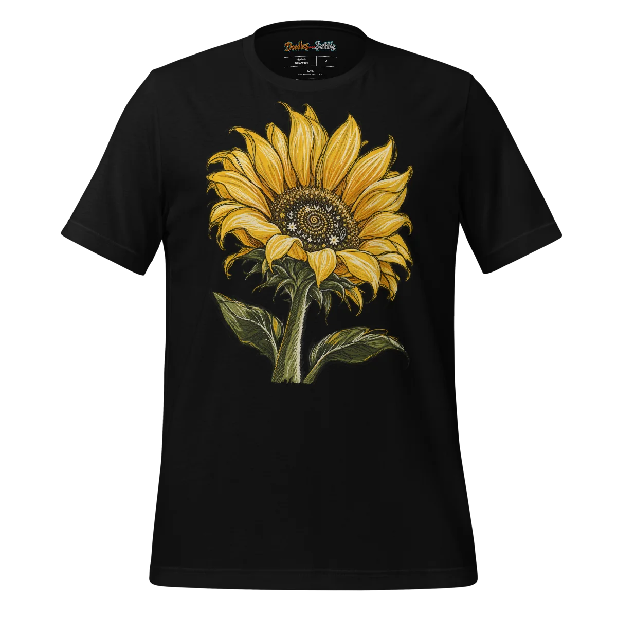 Golden Sunflower T Shirt with Scribble Majesty Design
