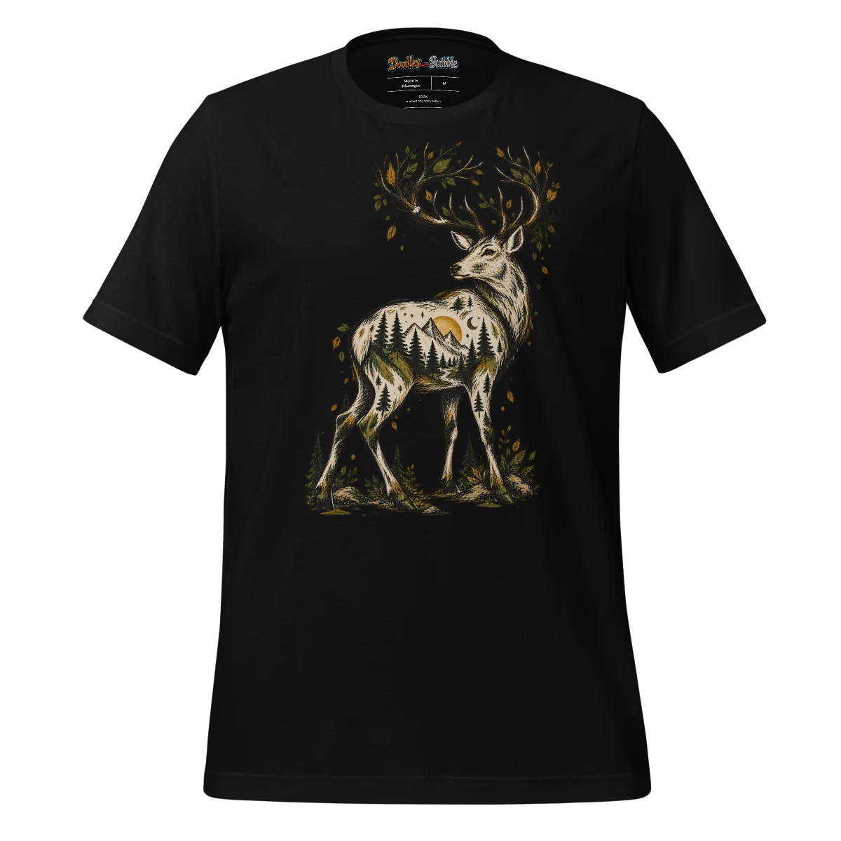 Stag Silhouette T Shirt with Forest Monarch Design alternate view