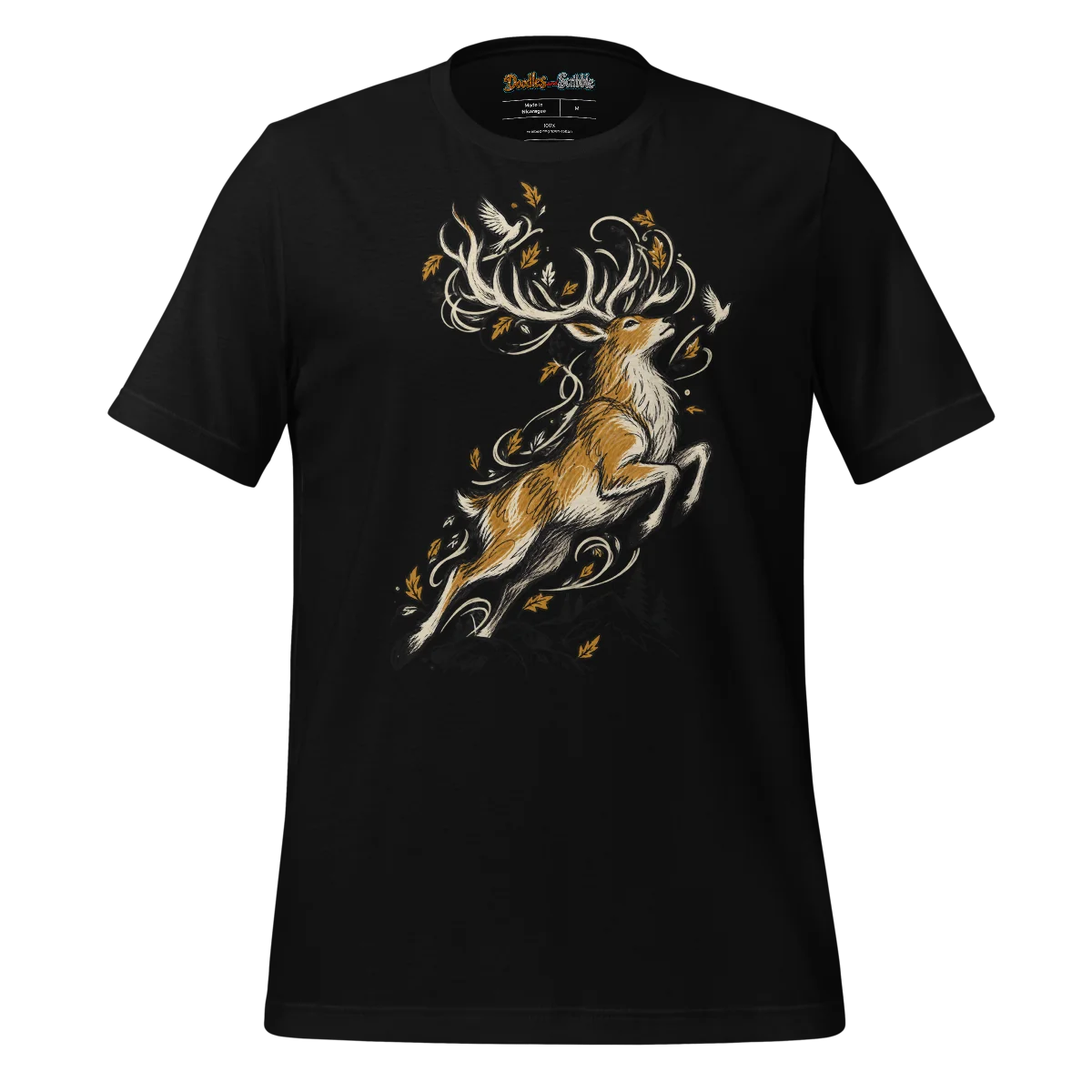Wild Stag T Shirt with Doodle Design alternate view